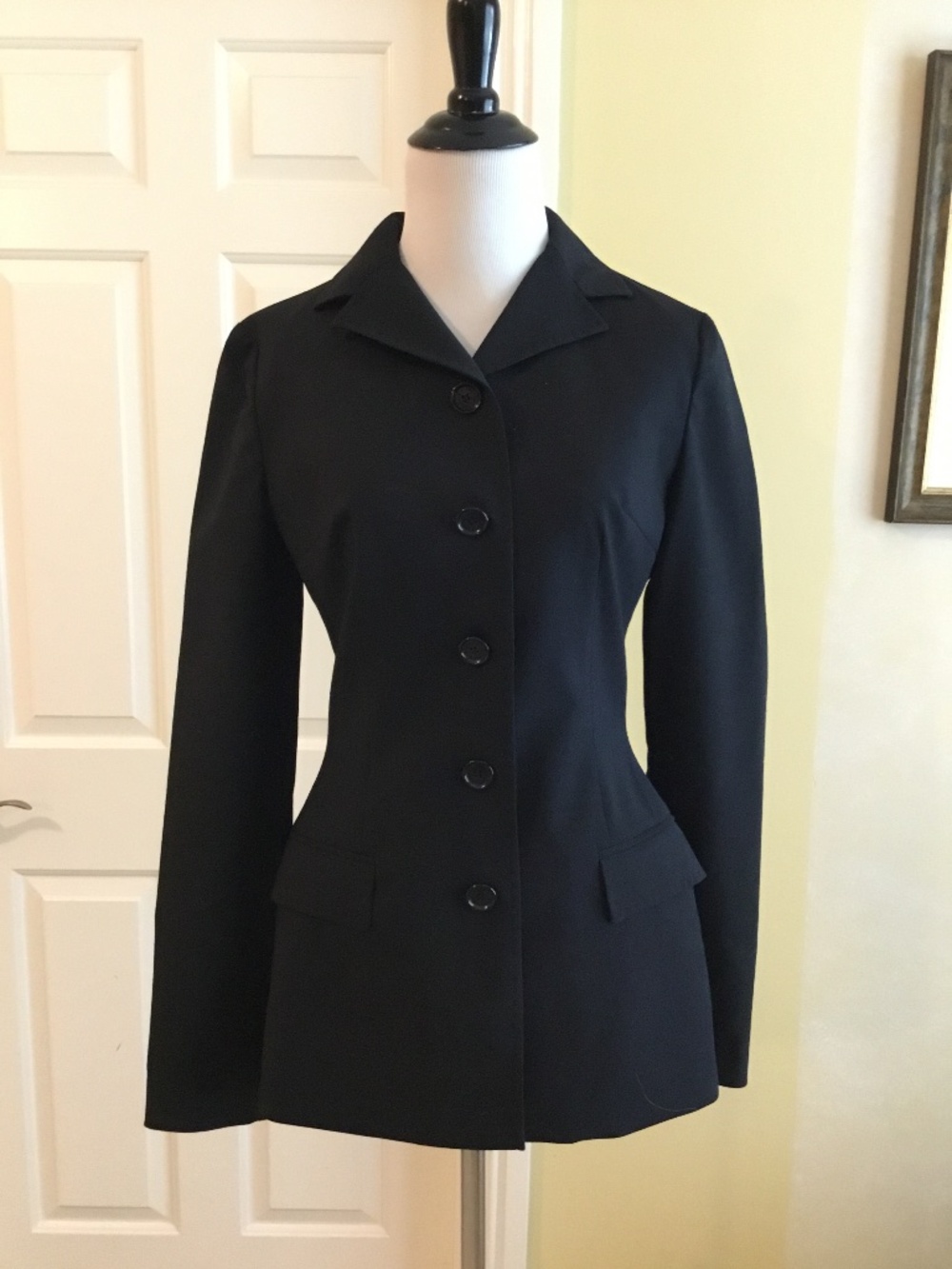 Vintage Dolce & Gabbana Black Virgin Wool Fitted Blazer Jacket Made Italy